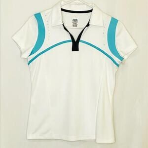 IZOD Performx cool fx polo shirt short sleeve white blue black women's size XS